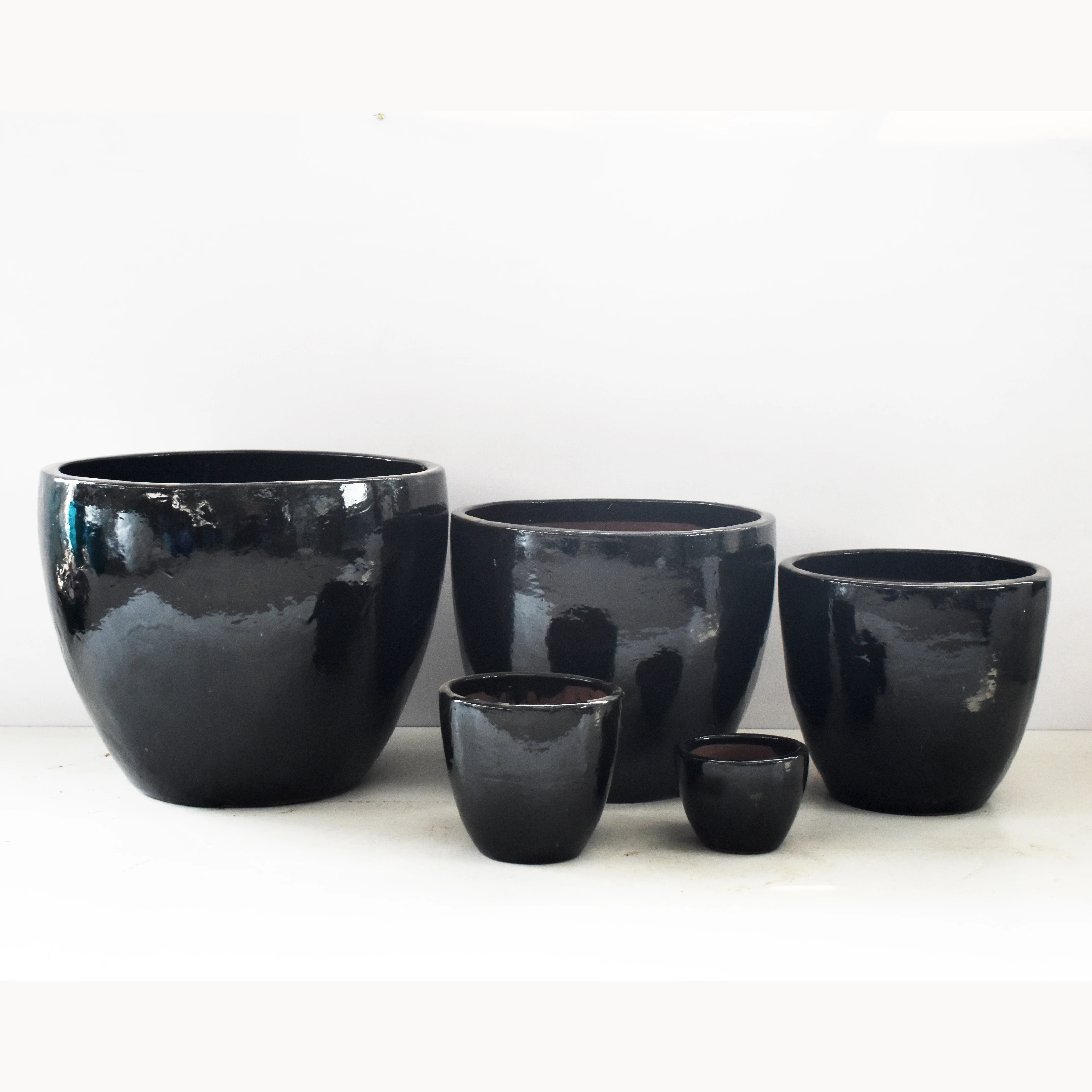 Wholesale Outdoor Glazed Ceramic Flower Pots Planters Clay Planters for Home Garden Design Floor Usage Outdoor Pottery Vase