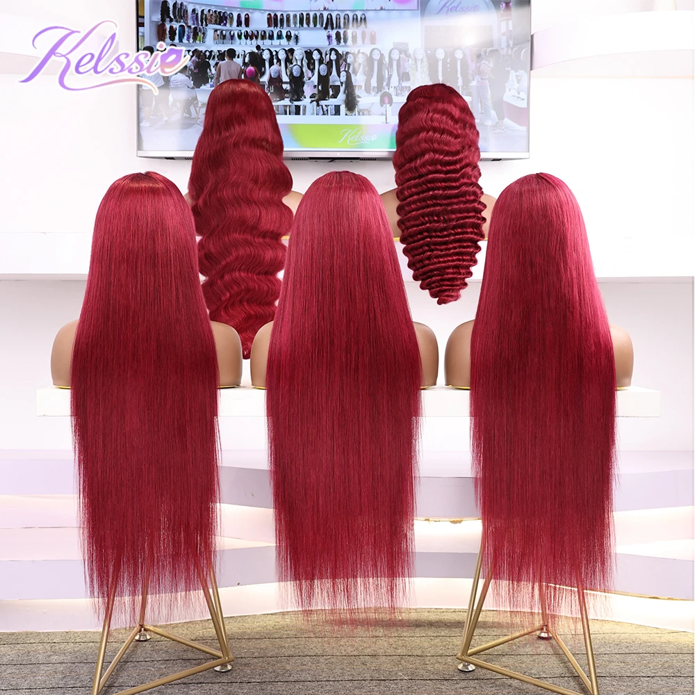 Ladies Wigs Red Quality Wig Red Hair Wigs Luxurious 99J Deep Wave