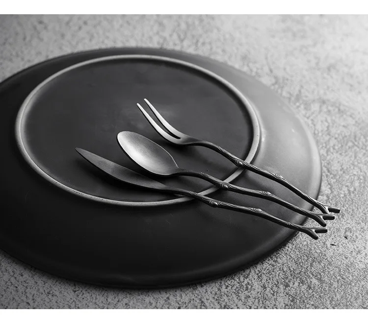Hot Sale Stainless Steel Cutlery Black Flatware Matte Knife Fork Spoon Silverware for Restaurant