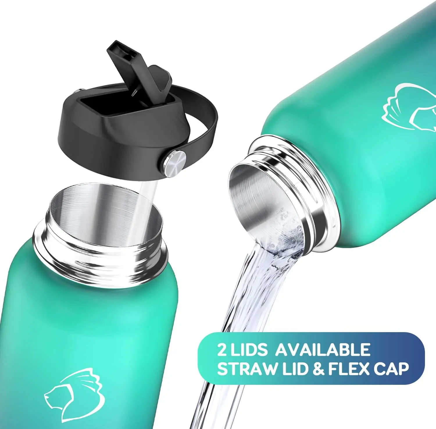 22oz 32oz Iron Flask Sports Water Bottle 3 Lids Straw Lid Leak Proof Stainless Steel Gym Sport