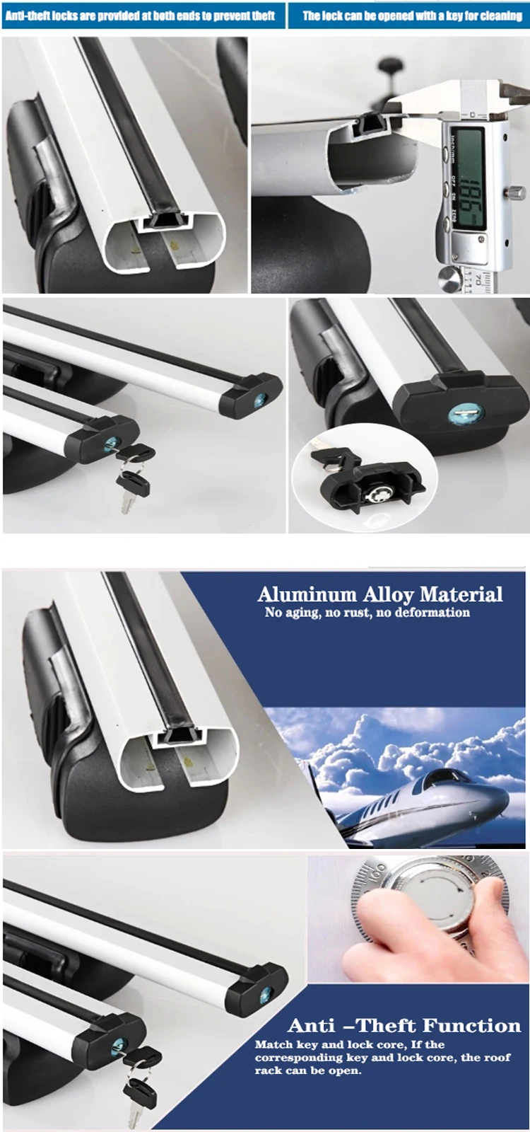 Customize Various Models Aluminum Alloy Universal Car Roof Racks Cross Bars for SUV Off-road Vehicle Rack Cross bar supplier