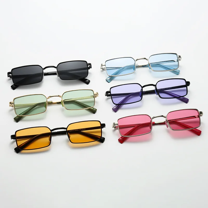2026 New Small-Batch Classic Square Purple Lenses UV400 Retro Slim Metal Sunglasses_voghion.com