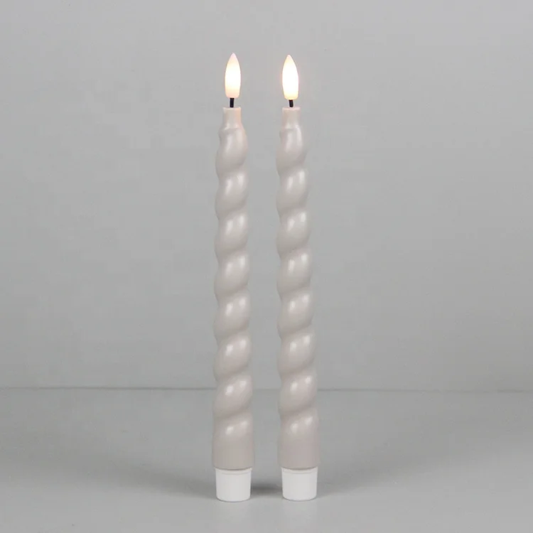 Wholesale Classic Colourful Pastel Twist 3D Real Flame Plastic Spiral LED Taper Flameless Candles for Wedding Easter