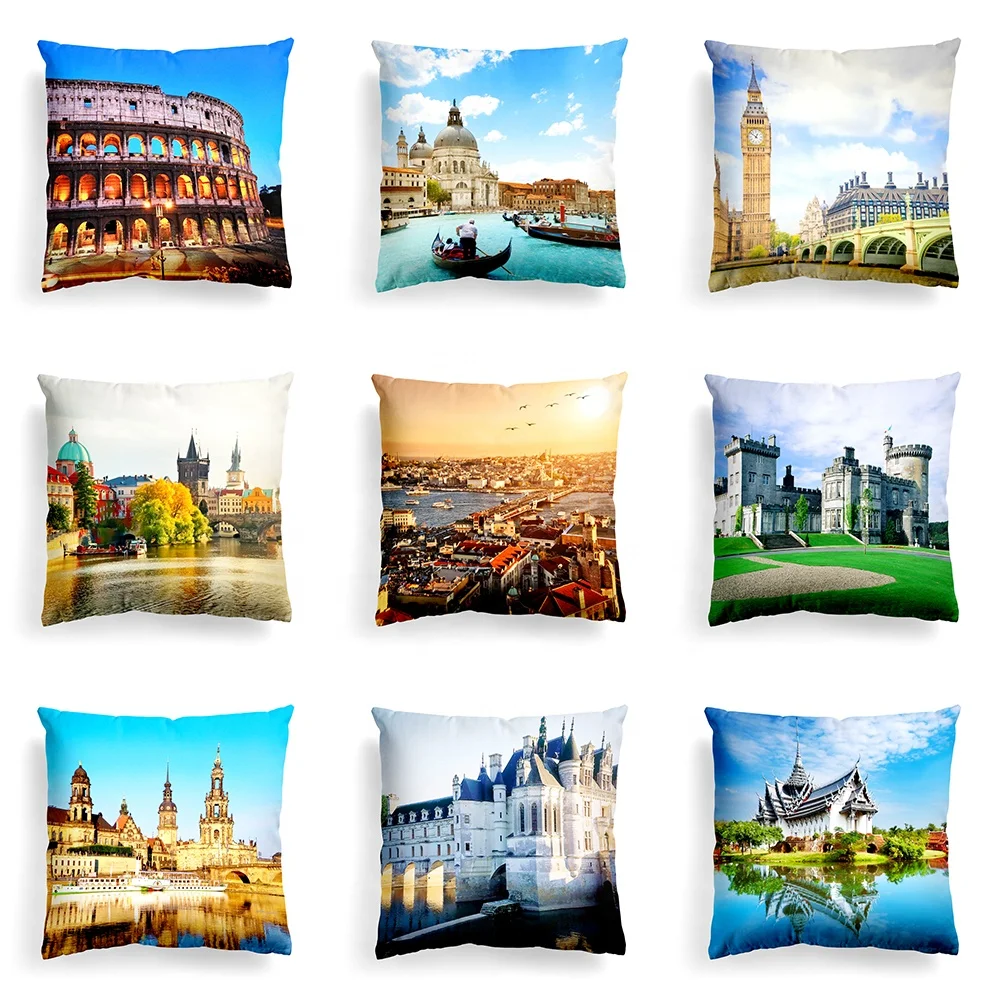 Factory Custom Throw Pillow Covers Linen Polyester Cotton Digital