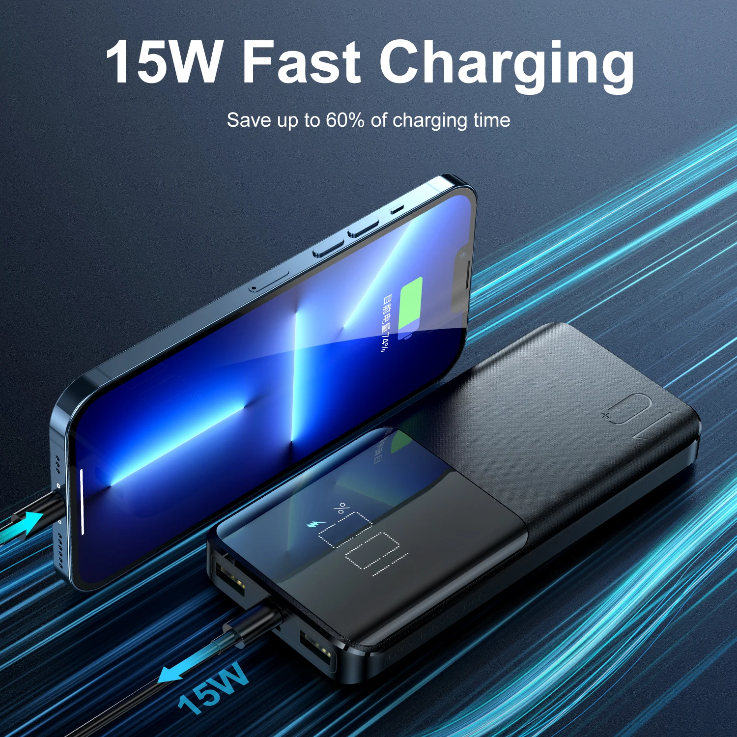 15W fast charging USB power bank real 20000mAh mobile phone battery power bank