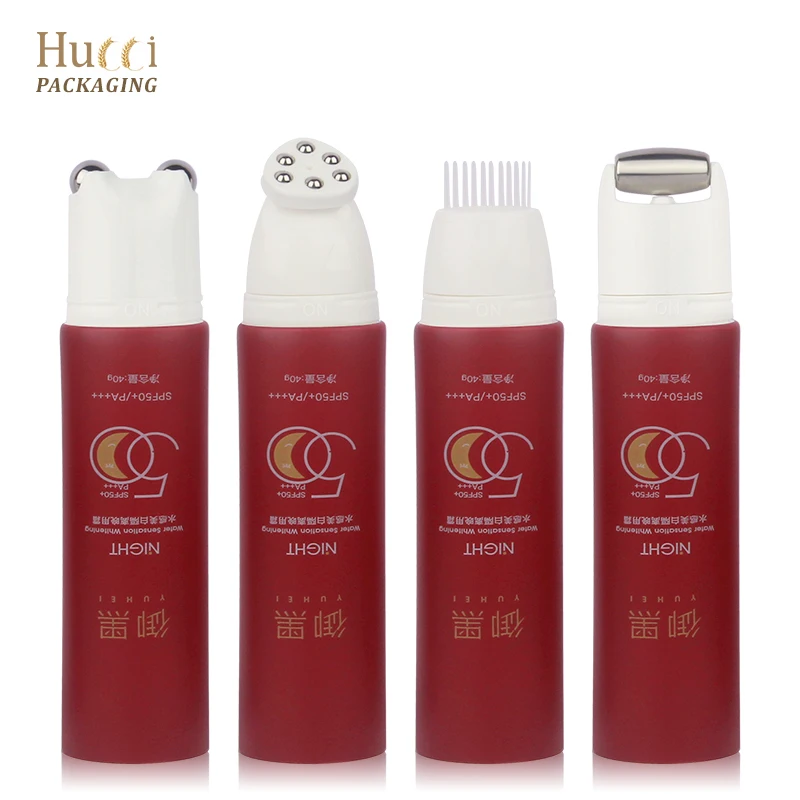 Massage Cream Tube 30ml 50ml Empty Squeeze Stainless Roller Cosmetic Packaging Tube for Lotion Serum Oil Oval Plastic Tube