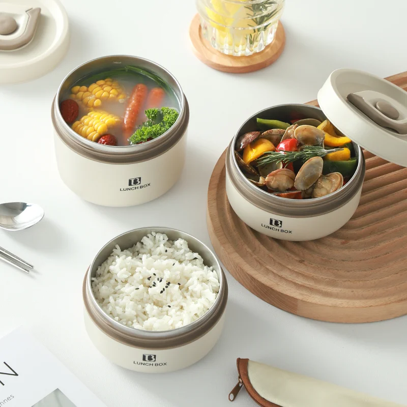 High Quality Heatable Microwavable 304 Stainless Steel Lunch Box Portable Food Jar Sealed Insulation Container