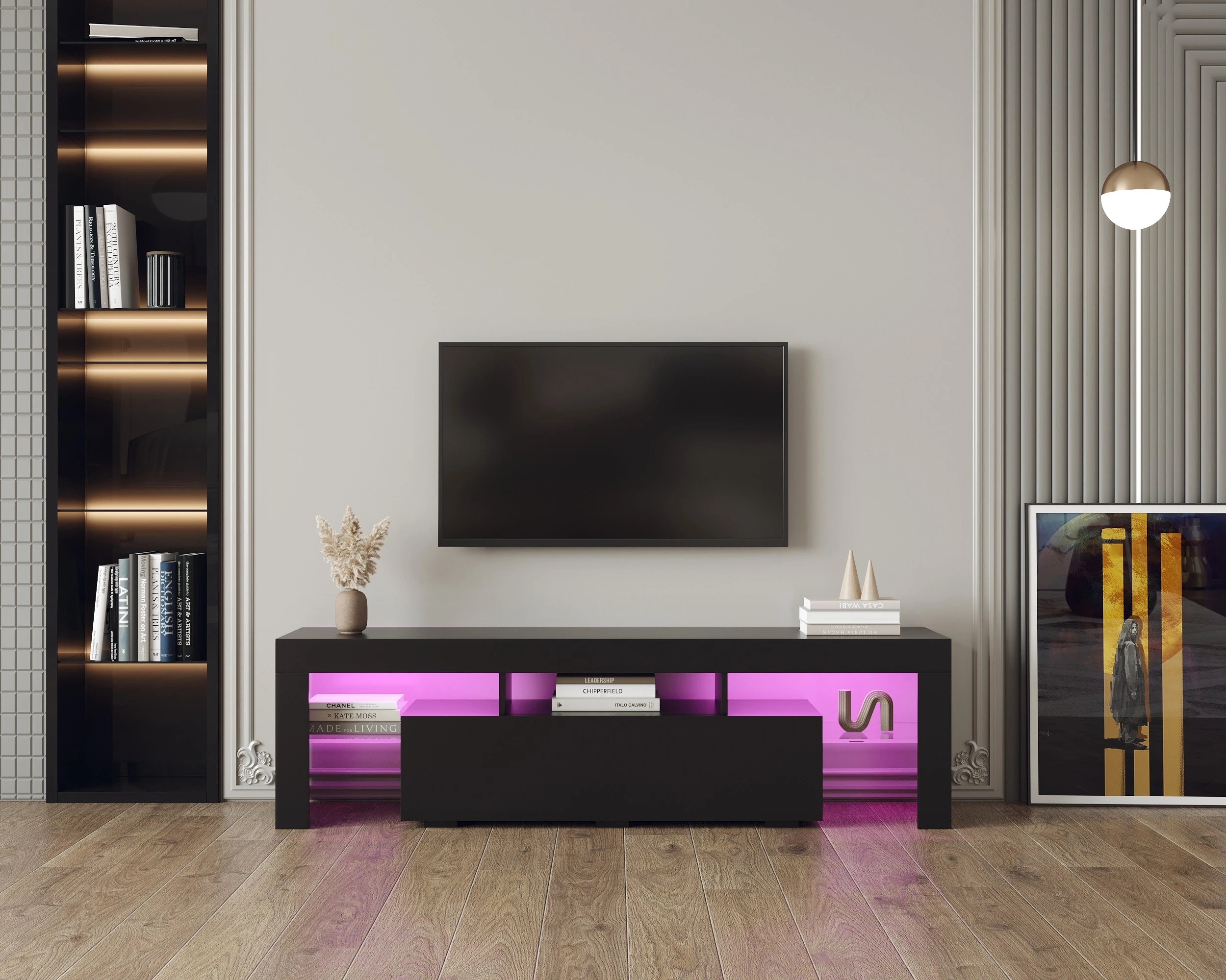 TV  Display Stand with Storage Console With Cabinets and Interior Shelves Home Furniture Cheap and Modern Open She