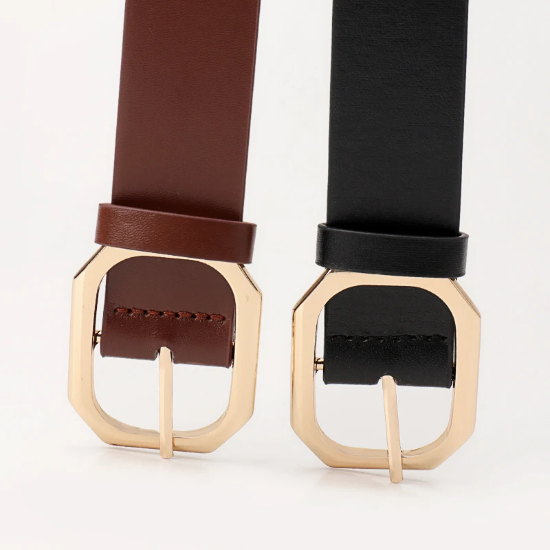 Новый Классический женский ремень из искусственной кожи с простой атмосферой декоративная квадратная пряжка универсал