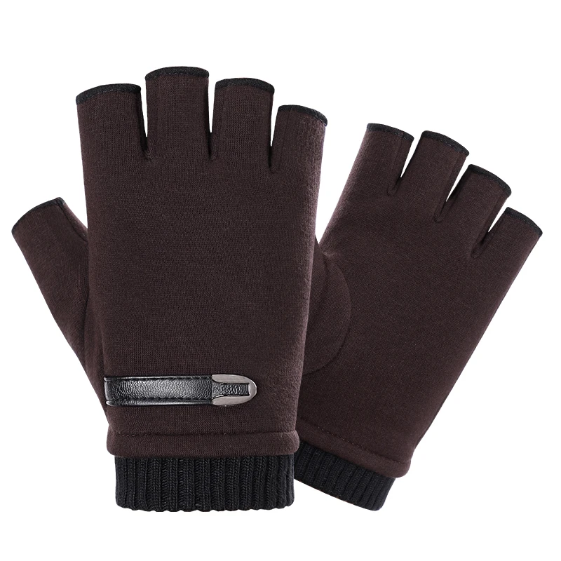 Fashionable Men Gloves Winter Warm Half Finger Thermal Gloves