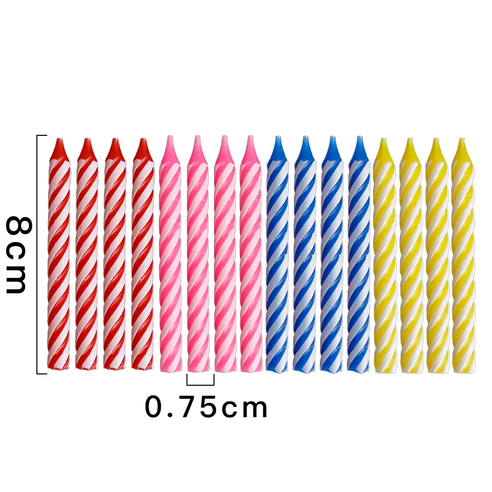 Wholesale in Bulk Threaded Twisted Colorful Happy Birthday Cake Party Candle