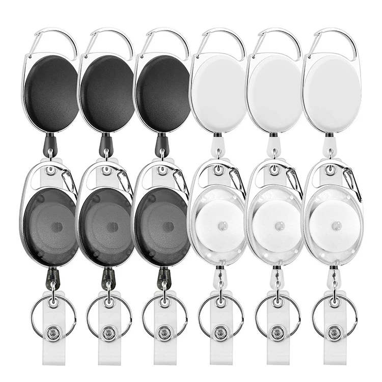 Heavy duty oval yoyo plastic abs id name badge reel retractable badge holders carabiner badge reels