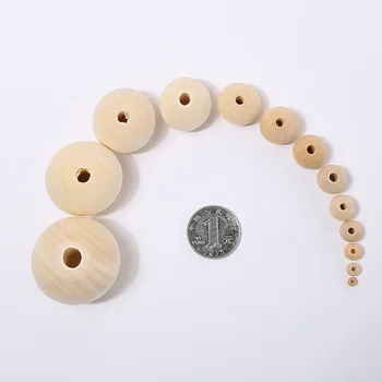Unfinished Baby Large 20Mm Teething Maple Beech Round Wooden Beads For Jewelry