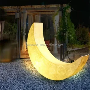 Modern Halfmoon Shape Plastic Eco-Friendly Durable Night Light Soft Glow LED Lamp for Outdoor Living Room Bedroom Park Romantic