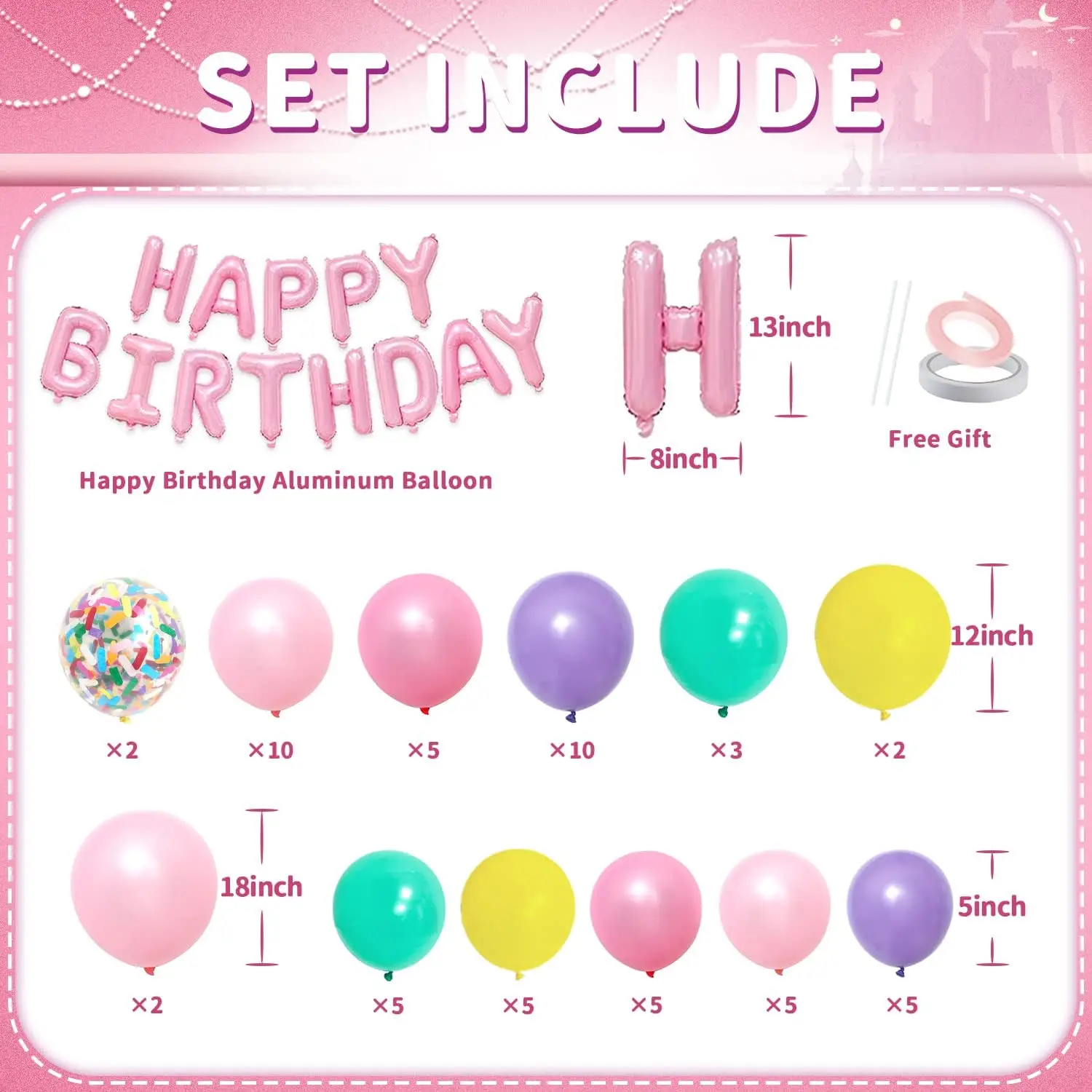 Princess Latex Balloon Arch Garland Stand Kit Birthday Festive & Party Wedding Favors Pastel