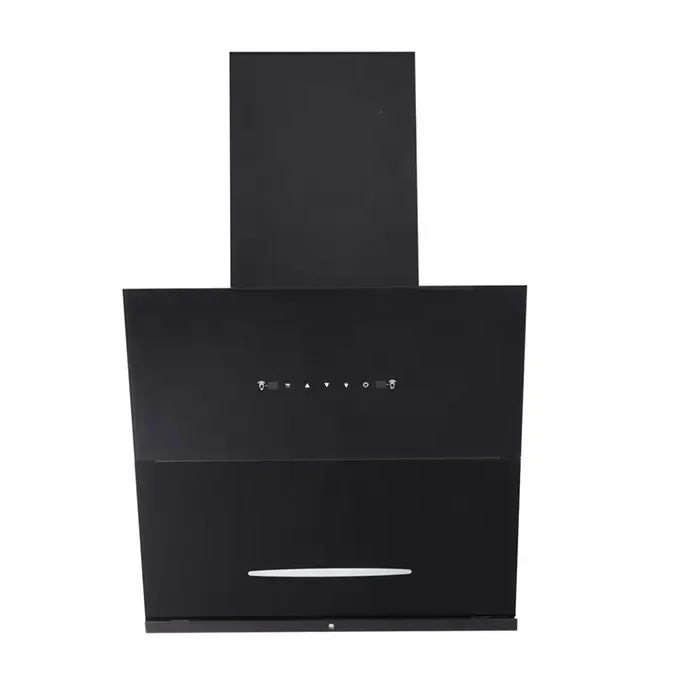 Smart Touch Switch Black Paint Color and Tempered Glass Kitchen Chimney Smoke Hoods Range Hood