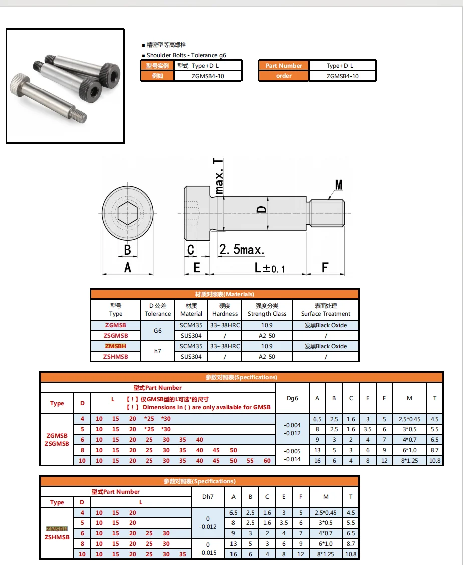 product factory wholesale precision m6 shoulder screws stainless steel hexagon socket shoulder bolt-38