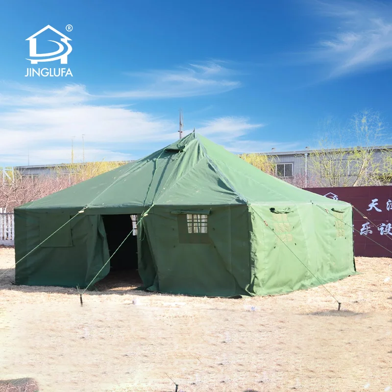 10 Man Waterproof Winter Green Canvas Tent for Camping Disaster