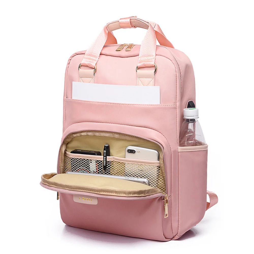 Women Polyester Outdoor Travel Waterproof Laptop Backpack With Usb