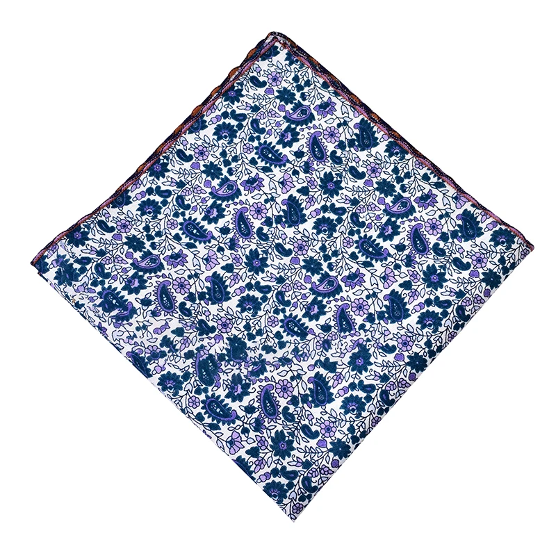 Прямая продажа с фабрики, индивидуальный синий Цветочный Карманный квадратный носовой платок для мужчин