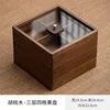 Frutero de tres niveles y cuatro compartimentos de madera de nogal