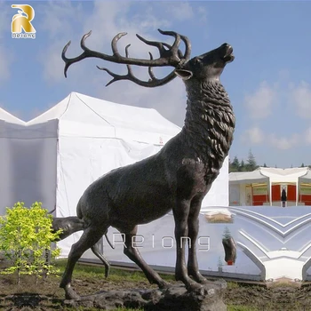 金属製仏像 鹿彫刻 工場価格等身大ガーデンデコレーションブロンズ鹿像