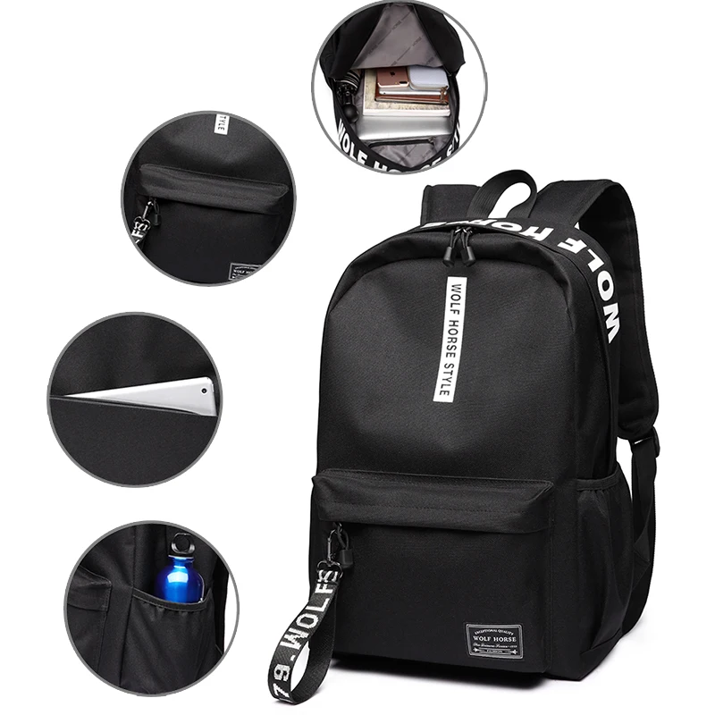 Custom Logo Canvas Casual Sports Backpacks Fashion Waterproof Simple