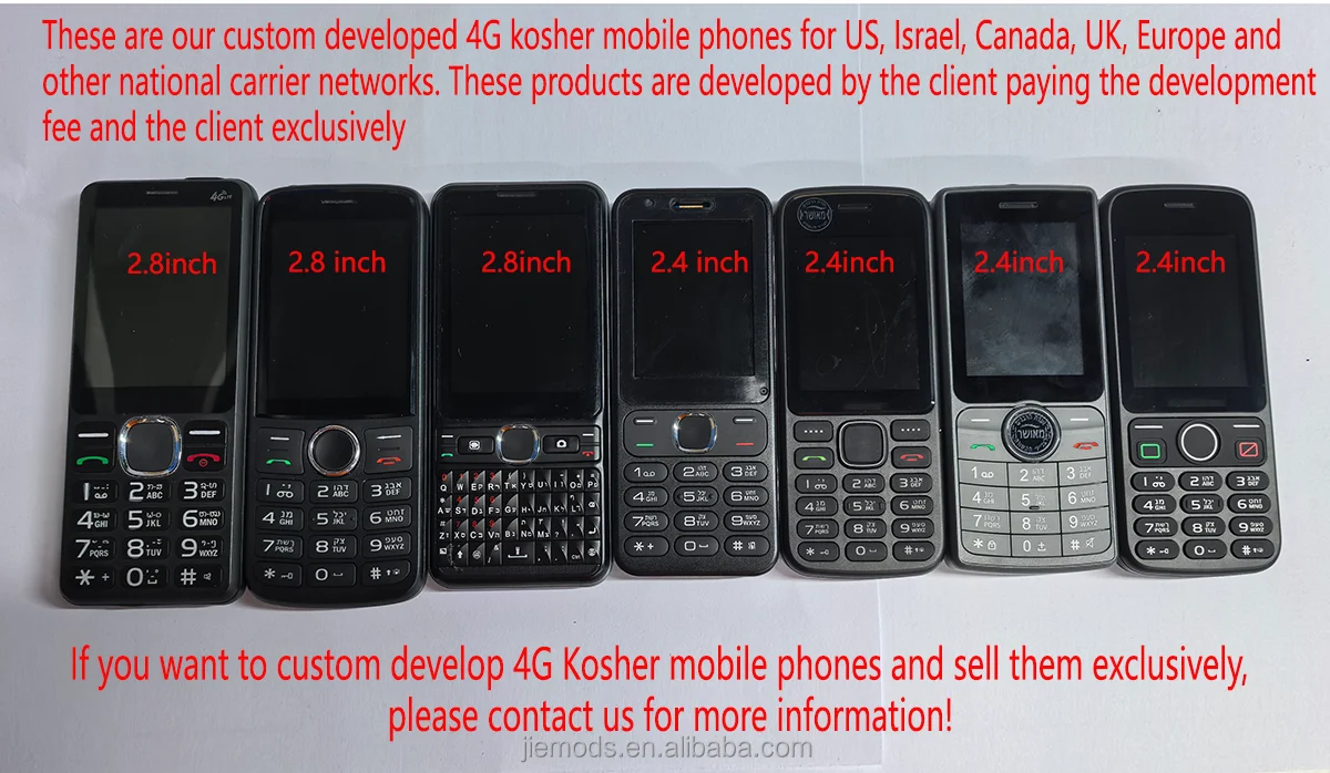 OEM Kosher 4G Mobile Phone with Dual SIM Card No Camera Internet & Hebrew Language Features 2000 Contacts Limit & Sim Lock
