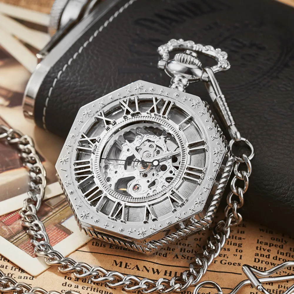 Octagonal Skeleton Automatic Pocket Watch OM-830383