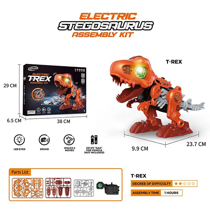 Assembled Dino Robot Toy Electric Simulation Dinosaurs Construction Building STEAM Toy Science Educational Stem Toy for Kids