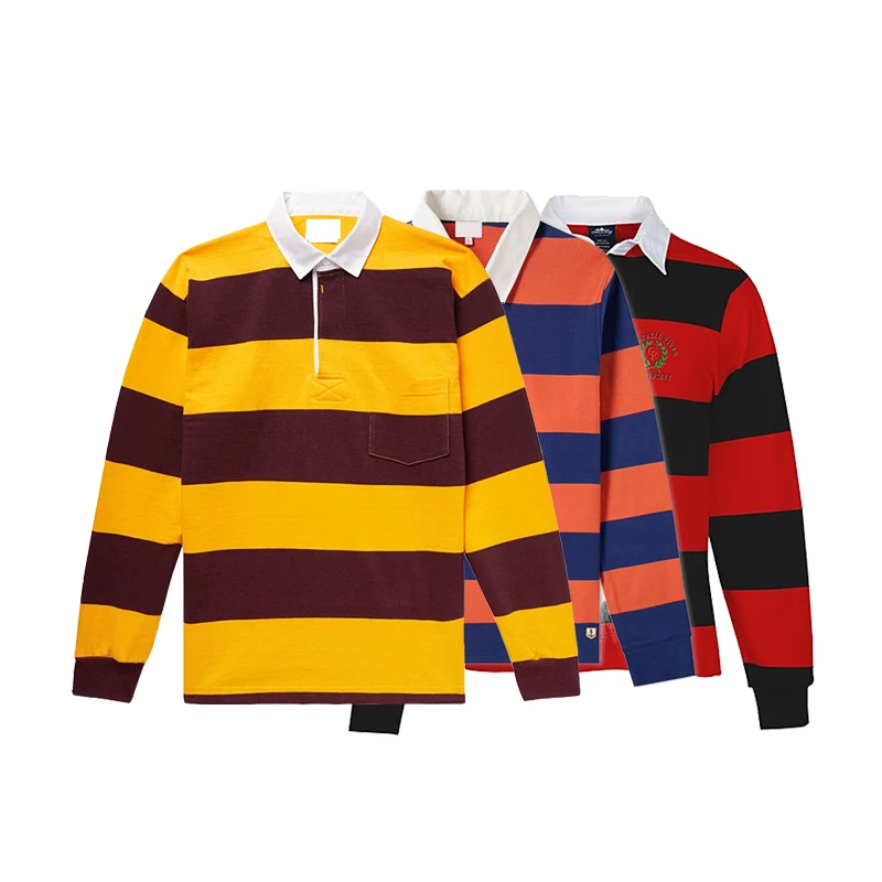 Custom Sublimated Yellow and Black Striped Rugby Shirt  With Embroidery for Men
