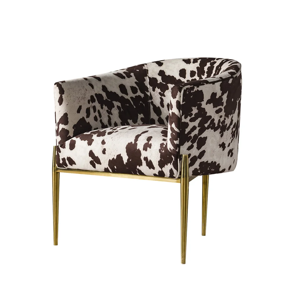 Factory Direct Italian Leopard Pattern Furniture Black White Luxury Hotel Room Chairs With Stainless