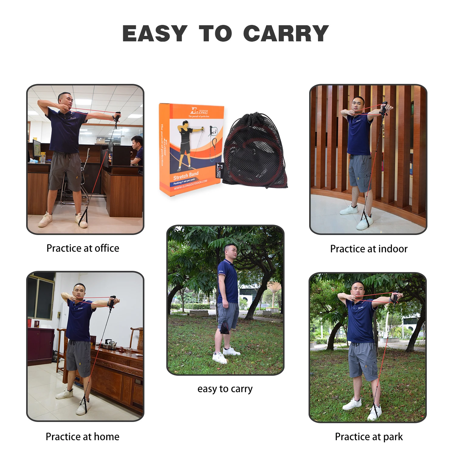 Elong Outdoor Archery Training Device Stretch Bands for Shooting Hunting Practice Simulated Bow Trainer