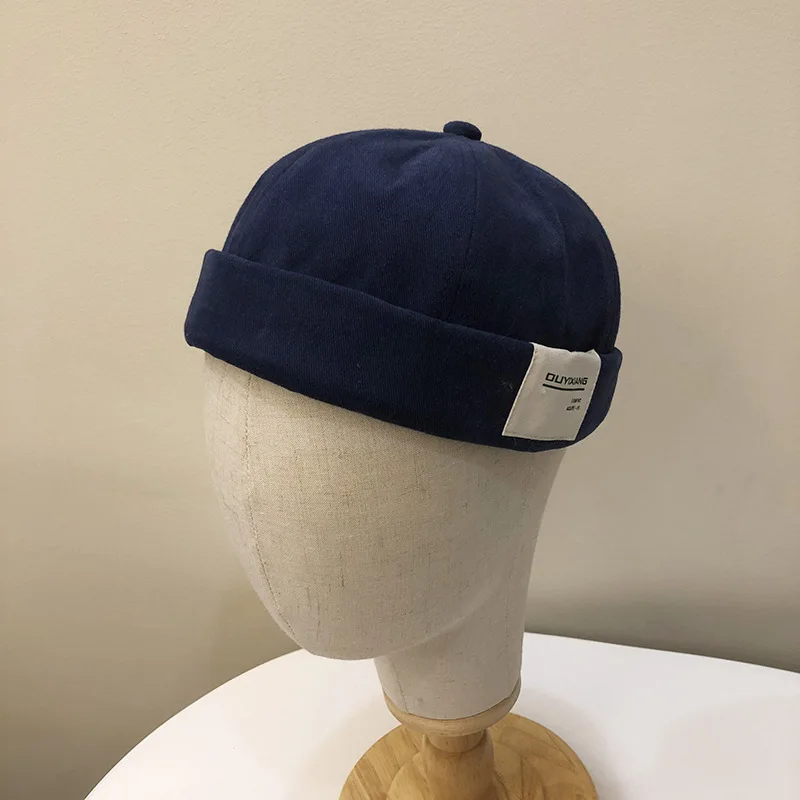 Personalized Custom Logo English Alphabet Patch Washed Cotton Visorless Docker Sailor Cap