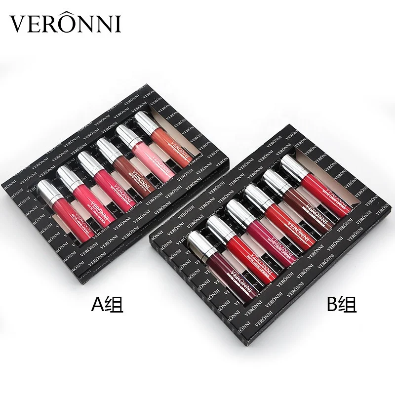 Matte Liquid Lipgloss Set Long Lasting 6-Color Waterproof Lipstick Kit with Beauty Makeup Boxes Makeup Gift Sets