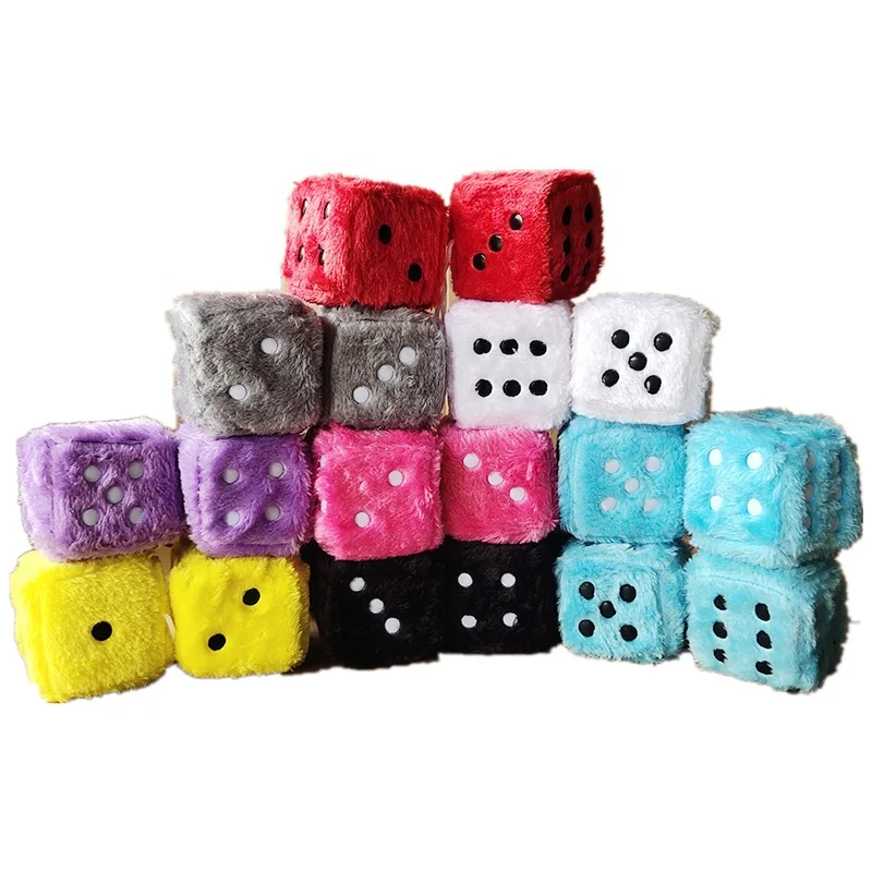 Retro Square Car Hanging Fuzzy Plush Dice Custom Stuffed Dice Plush