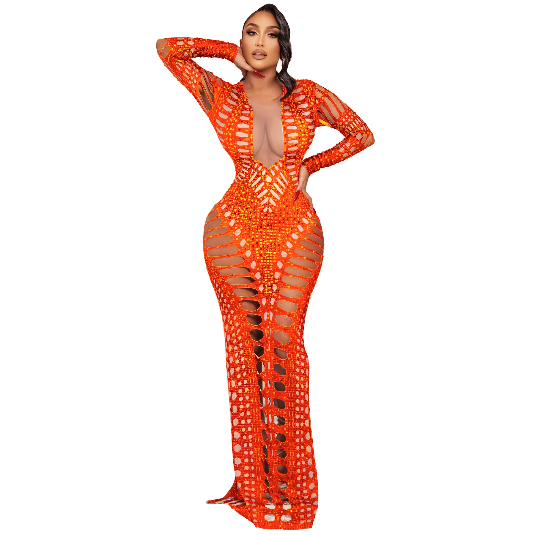 Sexy Cut-out Waist Long Evening Dress Charming Party Gown Y4459