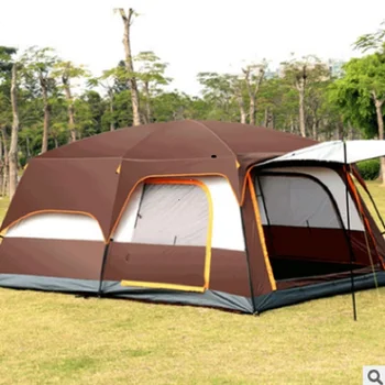 Factory customized 5-8 person Luxury Large Dome Double layers Family Waterproof Folding two rooms Outdoor Camping Tents