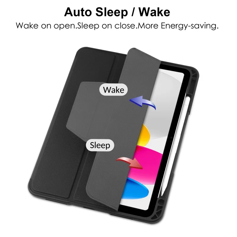 product wholesale oem premium pu leather tri fold stand smart cover for ipad air 11 auto wake sleep book style folio case with pen slot-8