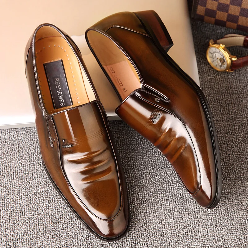 2022 Men's Business Leather Shoes Low Top Office Leather Shoes Wedding ...