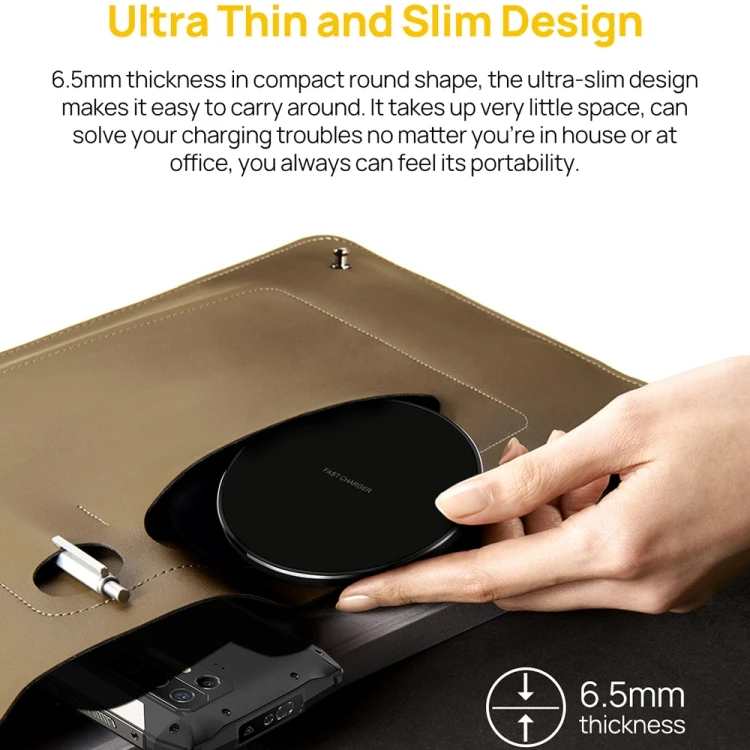 Portable Round Ulefone UF005 15W Fast Charging Wireless Charger