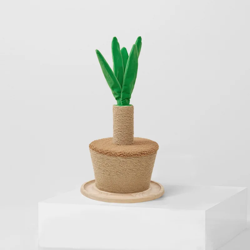 Flower Pot Design Cat Tree Scratcher Plush Wear-Resistant Post Toy and Board with Climbing Features