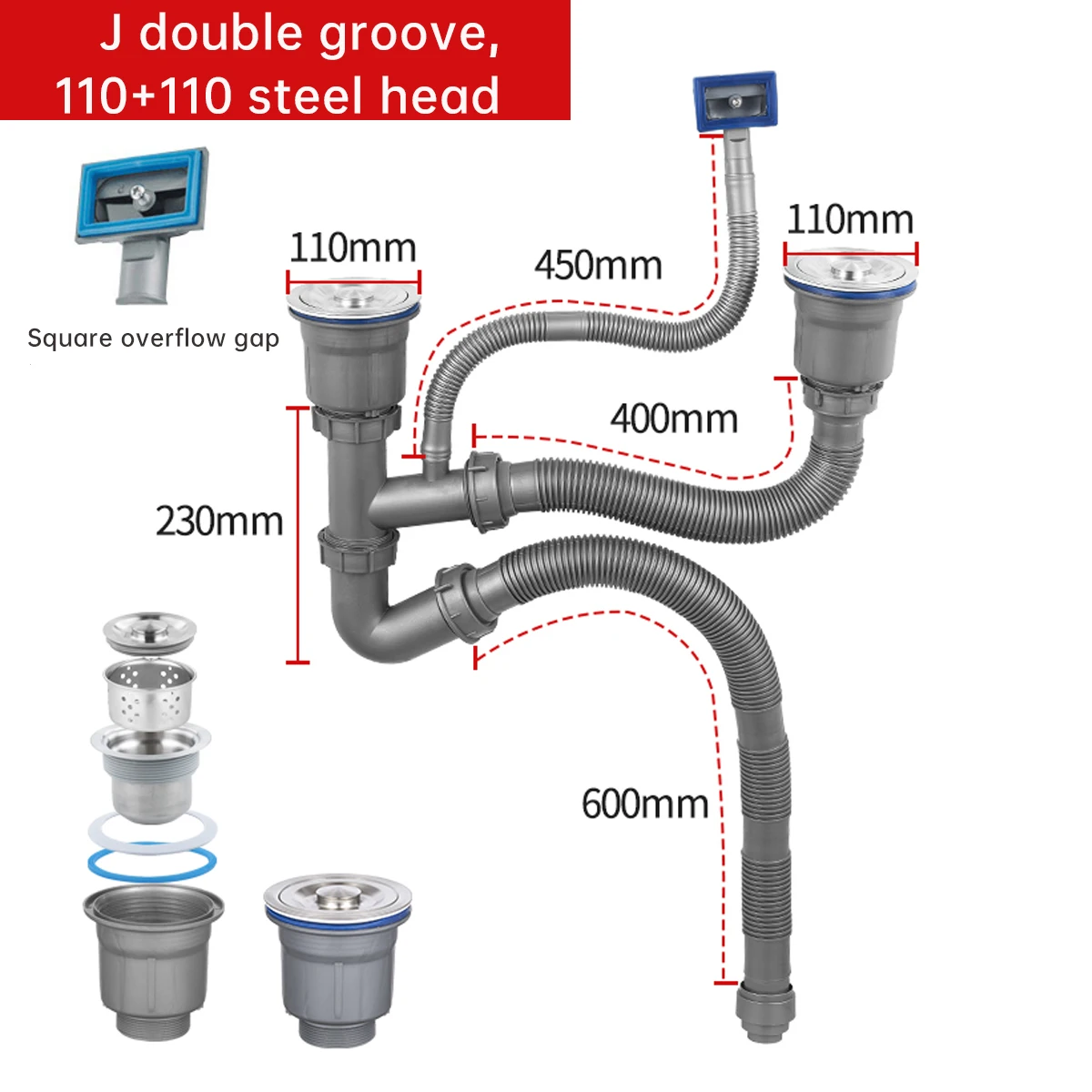 product best pp flexible sink drain pipe insect proof and odorless kitchen drainage system easy install use for kitchen sink-2