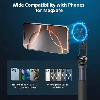 For SMALLRIG Adjustable Rotatable Phone Tripod Holder Adapter Magnetic Metal Cold Shoe Mount for iPhone Camera Monitoring detail image