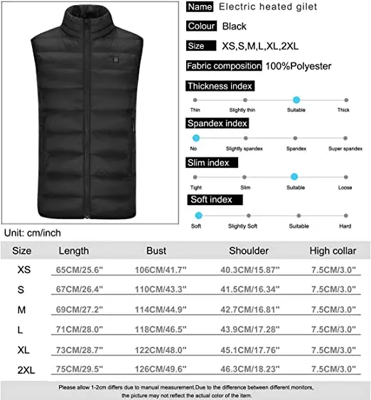 Sidiou Group Wholesale High Quality Heated Vest USB Charging Heating Gilet Men Vest