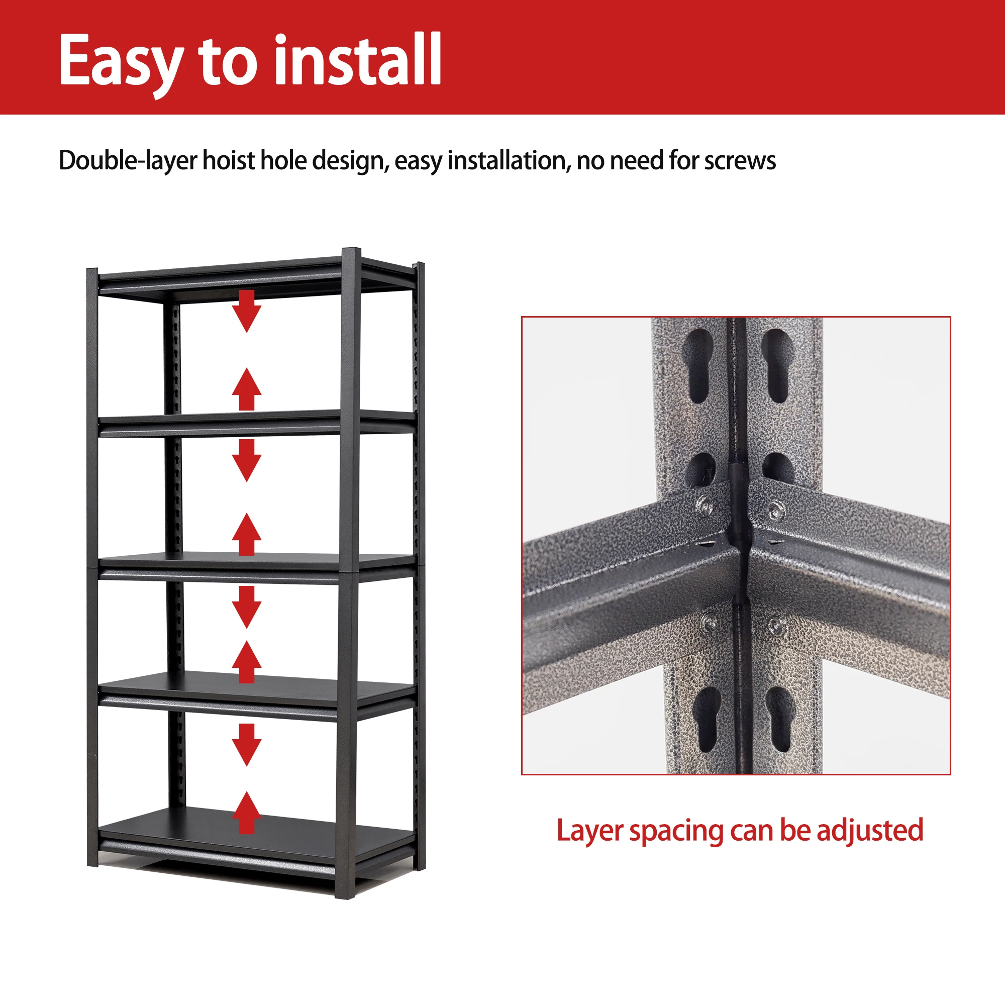 5-Layer Black Boltless Standing Type Modern Metal Storage Rack for ...