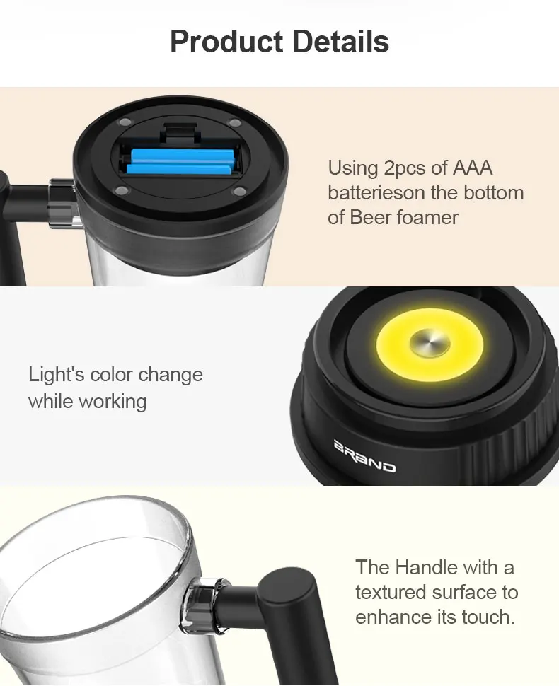 Portable Ultrasonic Beer Foam Maker Cup Beer Server Dispenser No Limit on Canned or Bottle Beer Size Ideal for Gift Happy Hours factory