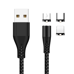 Нейлоновый Плетеный зарядный кабель 3 в 1 Магнитный кабель для мобильного телефона Micro USB кабель