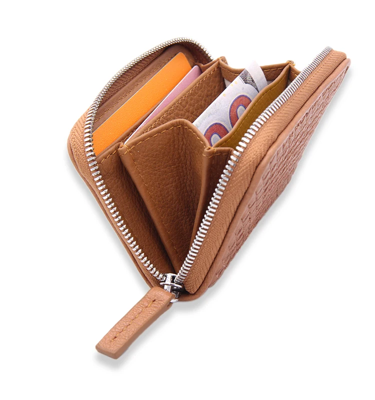 Custom Women Wallet Zipper Leather Card Holder Convenient Small Change Card Wallet