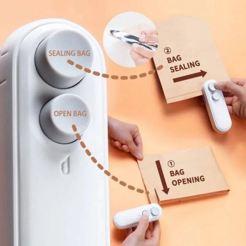 2025 Home Mini Sealing Machine Rechargeable Multi Functional Small Sealing Machine Creative Mini Snack Bag Sealing
